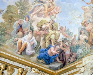 Prudencia, (detalle) del ciclo de frescos en la Sala de los Espejos por Luca Giordano (1634-1705), fresco, Palazzo Medici Riccardi, Florencia