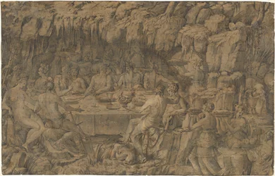 El banquete de Acheloüs, c.1545 (dibujo a pluma y tinta)