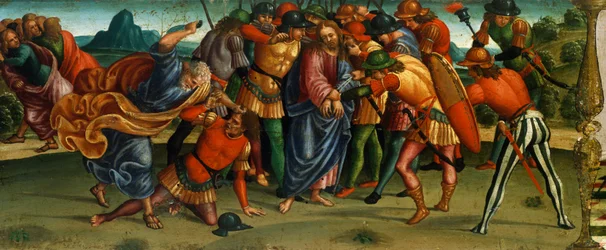 Captura de Cristo, detalle de la predela de la Lamentación sobre Cristo muerto de Luca Signorelli (1441-50 - 1523), temple sobre madera, 270x240 cm