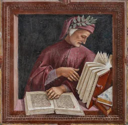 Dante leyendo sus obras (fresco)