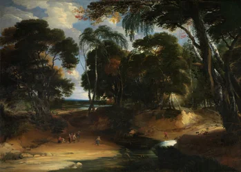 Paisaje con bosque (óleo sobre lienzo)
