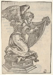 Una estatuilla de plata de un ángel tocando el arpa, de la Gran Serie de Reliquias de Wittenberg, 1509