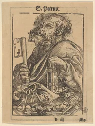 Busto de San Pedro, de la Gran Serie de Reliquias de Wittenberg, verso: Martin Luther..., 1509