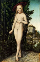 Alemán: Venus de pie en un paisaje Venus en un paisaje