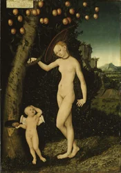Alemán: Venus mit Amor als Honigdieb Venus y Cupido como ladrones de miel