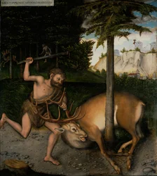 Hércules capturando a la Cierva de Cerinia De Los Trabajos de Hércules