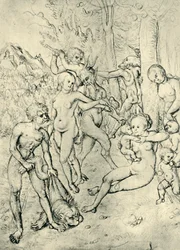 Sátiros y ninfas, 1520-1530, 1943