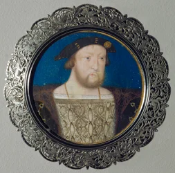 Enrique VIII, Rey de Inglaterra Miniatura sobre pergamino, ...
