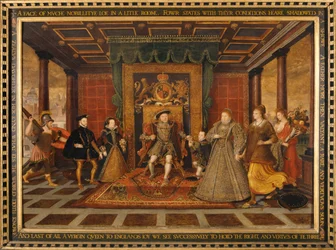 La familia de Enrique VIII: una alegoría de la sucesión Tudor, 1572