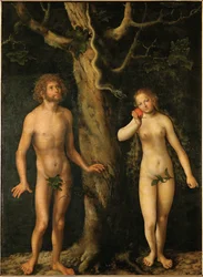 Adán y Eva (pintura sobre madera)