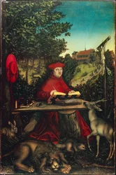Cardenal Alberto de Brandeburgo (1490-1545) como San Jerónimo, por Cranach, Lucas, el Viejo (1472-1553).