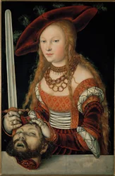 Judith con la cabeza de Holofernes ... (óleo sobre madera)