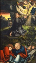 ""Oración en el Huerto de los Olivos"" Pintura de Lucas Cranach el Viejo (1472-1553) alrededor de 1518 Museo Nacional de Arte Occidental, Tokio Japón