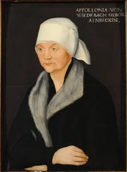 Retrato de Apollonia von Wiedebach, por Cranach, Lucas, el Viejo (1472-1553). Óleo sobre madera, ca 1524. Dimensiones: 38.7 x 28.7 cm. Colecciones de Arte del Estado de Dresde