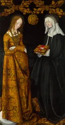 Santa Cristina y Santa Odile. Pintura de Lucas Cranach el Viejo (1472-1553), óleo sobre madera