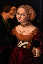 El viejo enamorado o Los amantes desparejados, detalle, hacia 1530 (óleo sobre madera)