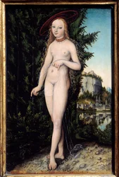 Venus de pie en un paisaje