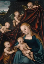 La Virgen y el Niño con San Juan y ángeles