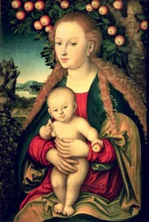 Virgen y Niño bajo un manzano