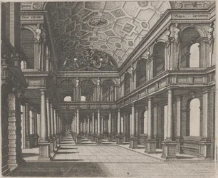 Vista de un Salón con Columnas Toscanas
