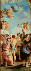 Ángeles entre los justos (óleo sobre madera)