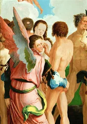 Ángeles entre los justos (óleo sobre madera)