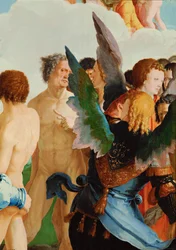 Ángeles entre los justos (óleo sobre madera)