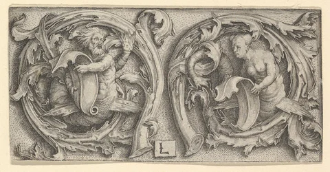Tritón y Sirena en Zarcillos, ca. 1510