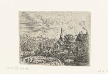 Pueblo ubicado en un río Pequeños paisajes (título de serie)