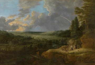 Paisaje con arco iris (óleo sobre lienzo)