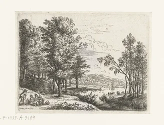 Paisaje con tres figuras junto a un lago. Pequeños paisajes (título de serie)