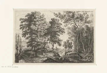 Paisaje con un arroyo a través de un bosque. Seis paisajes (título de la serie)
