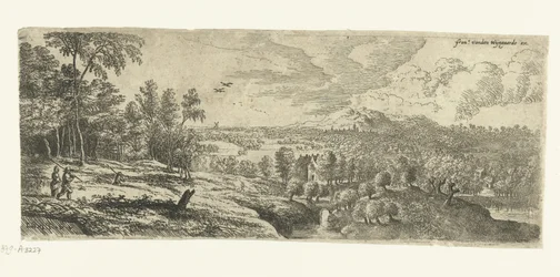 Paisaje con hombres cargando palos Amplios paisajes (título de la serie)