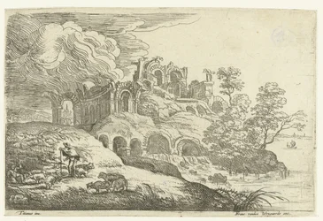 Ruinas junto a un lago Pequeños paisajes después de Tiziano (título de la serie)
