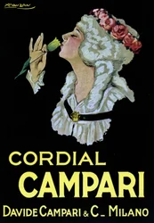 Cartel publicitario del Cordial Campari. Davide Campari & C. Milano 1921 (ilustración)