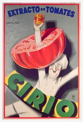 Cartel publicitario de los tomates en conserva "Cirio" (litografía en color)