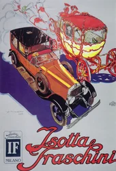 Cartel publicitario de los coches Isotta Faschini