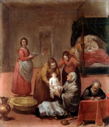 El nacimiento de Juan el Bautista (detalle)