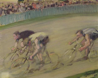 La carrera ciclista (óleo sobre lienzo)