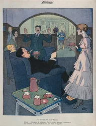 En el frente interno, ilustración de "La Baionnette", 2 de septiembre de 1915 (litografía en color)