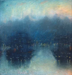 Constantinopla (La tarde del puerto) (pastel sobre papel)
