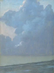 Nubes sobre el mar (pastel sobre papel)