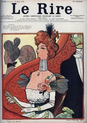 Mujer en el teatro - le rire del 12 de marzo de 1898 (grabado)