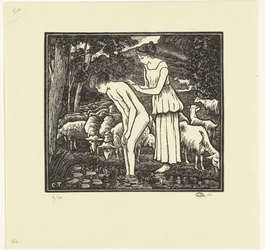 Cloë lava a Dafnis Daphnis et Chloé (título de la serie)