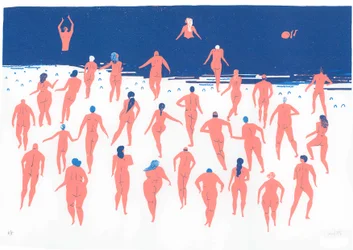 Carrera desnuda por la playa, 2016 (serigrafía)