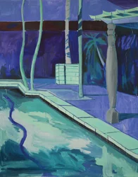 Blue Court, 2021 (óleo sobre lienzo)