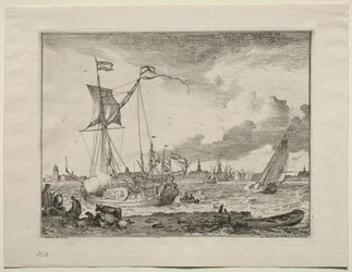 Vista de Ámsterdam con barcos en primer plano