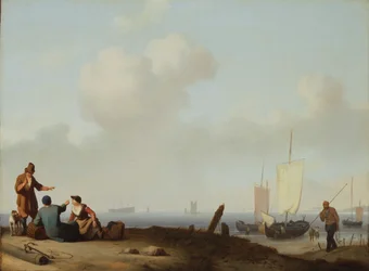 Pescador y rosas, c.1660-1700 (óleo sobre lienzo colocado sobre tabla)