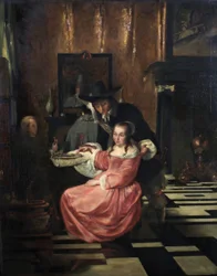 Interior holandés con figuras