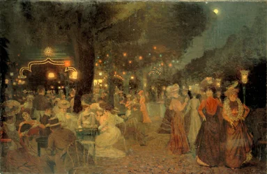El jardín del Bullier Ball, de noche